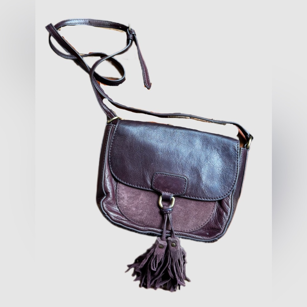FRYE Deep Plum Leather Crossbody & Wristlet